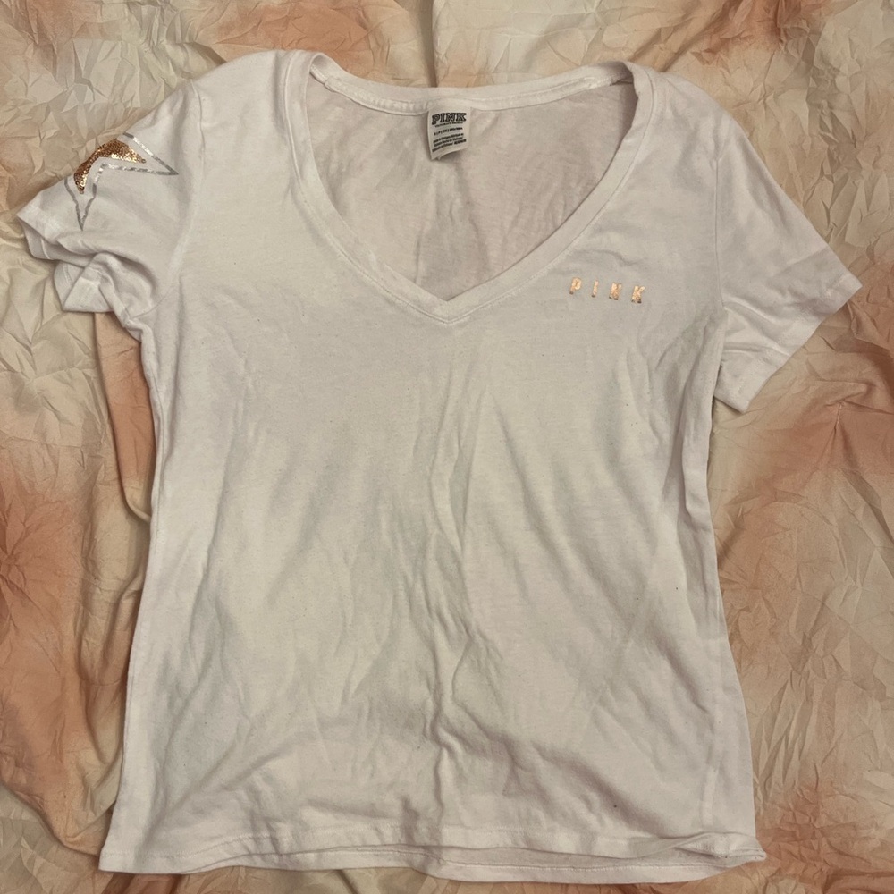 White sequin Pink t-shirt